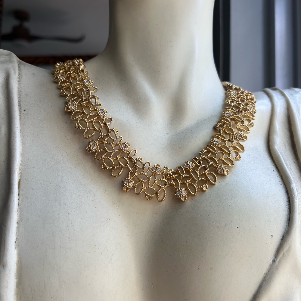 Unique Vintage Gold Mesh Necklace Statement Piece